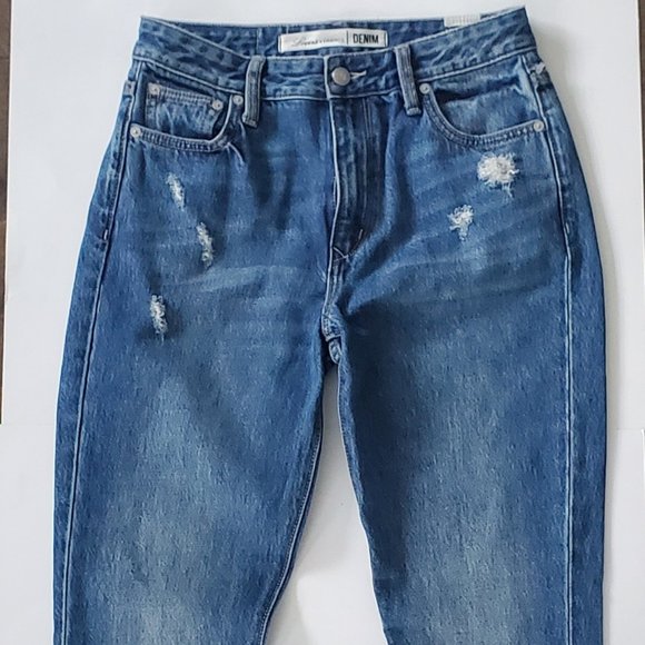 LOVERS + FRIENDS LOGAN Women's High Rise Cropped Jeans Frayed Cut Off Distressed - Picture 3 of 13